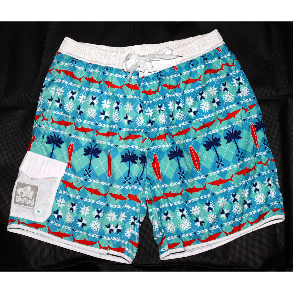 Trunkers Limited Edition Trunker Shark Holiday Men's Swim‎ Trunks Size Large